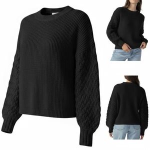 Sanctuary Sweater Plus Size 3X Black Chunky Cable Knit Pullover CW1025NF5Z